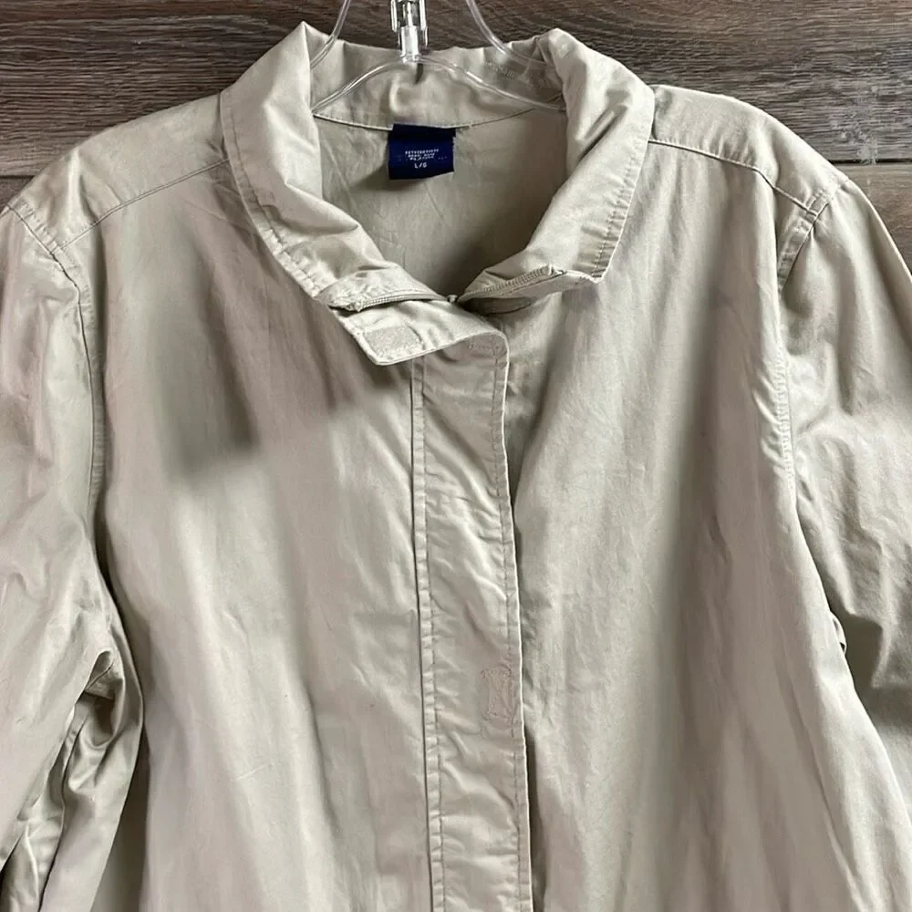 BASIC EDITION Khaki Outdoor Utility Jacket Drawstring Waist Deep Pockets Size L